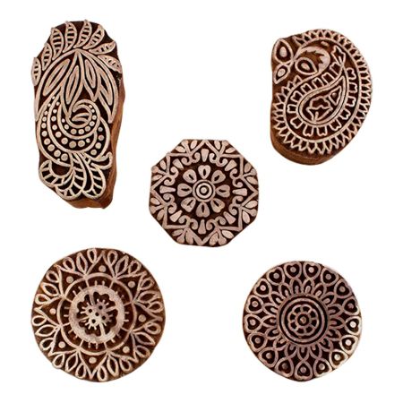 Set of 5 Piece New Mix Wooden Printing Blocks